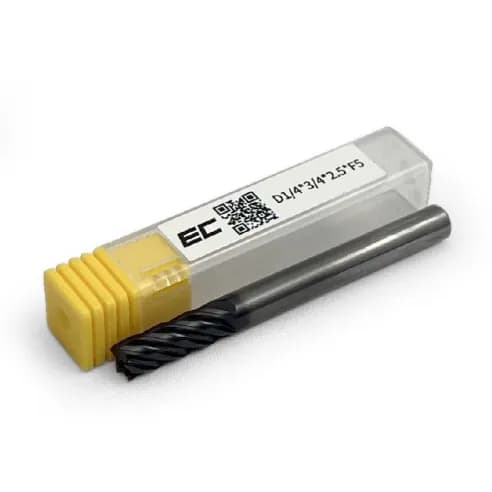 1/4 Carbide end mill, 5 flute, TiAlN, 0.25 shank x 0.75 LOC, helix angle 38